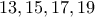 13,15,17,19