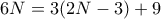 6N=3(2N-3)+9