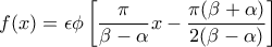 \displaystyle{f(x)=\epsilon \phi\left[\frac{\pi}{\beta-\alpha}x-\frac{\pi(\beta+\alpha)}{2(\beta-\alpha)} \right]}