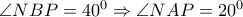 \angle NBP=40^{0}\Rightarrow \angle NAP=20^{0}