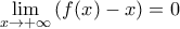 \displaystyle{\lim_{x\rightarrow +\infty }\left ( f(x)-x \right )=0}