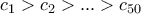 c_{1}>c_{2}>...>c_{50}