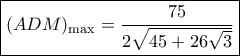 \boxed{{(ADM)_{\max }} = \frac{{75}}{{2\sqrt {45 + 26\sqrt 3 } }}} \boxed{{(ADM)_{\max }} = \frac{{75}}{{2\sqrt {45 + 26\sqrt 3 } }}}