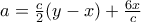 a=\frac{c}{2}(y-x)+\frac{6x}{c}