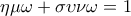 \eta \mu \omega +\sigma \upsilon \nu \omega =1