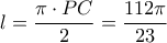 l=\dfrac{\pi \cdot PC}{2}=\dfrac{112\pi }{23}