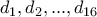 d_1, d_2, . . ., d_{16}