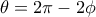 \theta = 2\pi -2\phi