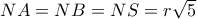 NA = NB = NS = r\sqrt 5 
