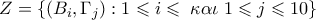 Z = \{ (B_i,\Gamma_j): 1 \leqslant i \leqslant \; \kappa \alpha \iota \; 1 \leqslant j \leqslant 10 \} Z = \{ (B_i,\Gamma_j): 1 \leqslant i \leqslant \; \kappa \alpha \iota \; 1 \leqslant j \leqslant 10 \}