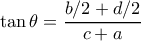 \tan \theta = \dfrac {b/2 +d/2}{c+a}