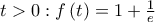 t> 0:f\left ( t \right )=1+\frac{1}{e}