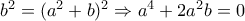 b^2=(a^2+b)^2\Rightarrow a^4+2a^2b=0