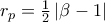 r_{p}=\frac{1}{2}\left| \beta -1\right| 