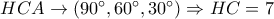 HCA \to \left( {90^\circ ,60^\circ ,30^\circ } \right) \Rightarrow HC = 7