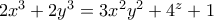 2x^3+2y^3=3x^2y^2+4^z+1 2x^3+2y^3=3x^2y^2+4^z+1