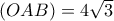 (OAB)=4\sqrt{3}