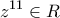 \displaystyle{{z^{11}} \in R}