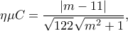 \eta \mu C = \dfrac{|m-11|}{\sqrt{122}\sqrt{m^2+1}},