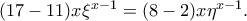 (17-11)x\xi ^{x-1} = (8-2)x\eta ^{x-1}. 