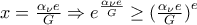 x=\frac{\alpha_\nu e}{G}\Rightarrow e^{\frac{\alpha_\nu e}{G}}\geq{(\frac{\alpha_\nu e}{G})}^e x=\frac{\alpha_\nu e}{G}\Rightarrow e^{\frac{\alpha_\nu e}{G}}\geq{(\frac{\alpha_\nu e}{G})}^e