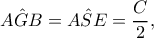 \hat{AGB}=\hat{ASE}=\dfrac{C}{2}, \hat{AGB}=\hat{ASE}=\dfrac{C}{2},