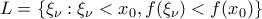 L=\{\xi_\nu:\xi_\nu<x_0,f(\xi_\nu)<f(x_0)\}