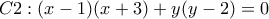 C2:(x-1)(x+3)+y(y-2)=0 C2:(x-1)(x+3)+y(y-2)=0