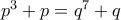 p^3+p=q^7+q