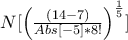 N[\left( \frac{(14-7)}{Abs[-5]*8!}\right)^{\frac{1}{5}}]
