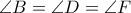 \angle B = \angle D = \angle F