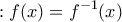 \displaystyle{χ: f(x) = f^{-1} (x)} \displaystyle{χ: f(x) = f^{-1} (x)}