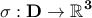 \displaystyle{\bf \sigma:D\rightarrow\mathbb{R}^{3}}