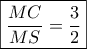 \boxed{\frac{{MC}}{{MS}} = \frac{3}{2}}