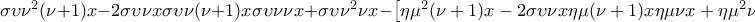 \sigma \upsilon \nu^2(\nu+1)x-2\sigma \upsilon \nu x\sigma \upsilon \nu (\nu+1) x\sigma \upsilon \nu \nu x+\sigma \upsilon \nu^2\nu x-\left [ \eta\mu^2(\nu+1)x-2\sigma \upsilon \nu x\eta\mu(\nu+1) x\eta\mu \nu x+\eta\mu^2\nu x} \right ]=