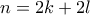 n=2k+2l