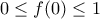 0\leq f(0)\leq 1
