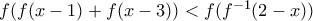 f(f(x-1)+f(x-3))<f(f^{-1} (2-x))