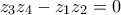 z_{3}z_4-z_1z_2=0