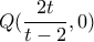 \displaystyle Q( \frac{2t}{{t - 2}},0)