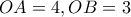OA=4, OB=3