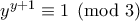 y^{y+1}\equiv 1\pmod{3}