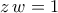 \displaystyle{z\,w=1}