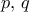 p, \, q