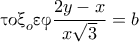 \textnormal{\gr &tau;&omicron;&xi;}_o\textnormal{\gr &epsilon;&phi;}\dfrac{2y-x}{x\sqrt{3}}=b