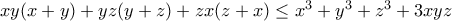 xy(x+y)+yz(y+z)+zx(z+x)\leq x^3+y^3+z^3+3xyz