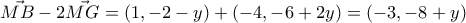\vec{MB}-2\vec{MG}= \left ( 1,-2-y \right )+(-4,-6+2y)\left = ( -3,-8+y\right )