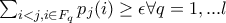 \sum_{i<j, i \in F_q} p_j(i) \geq \epsilon \forall q=1,...l