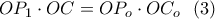 \displaystyle{OP_1 \cdot OC=OP_o \cdot OC_o \  \ (3)}