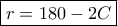 \boxed {r= 180-2C} \boxed {r= 180-2C}